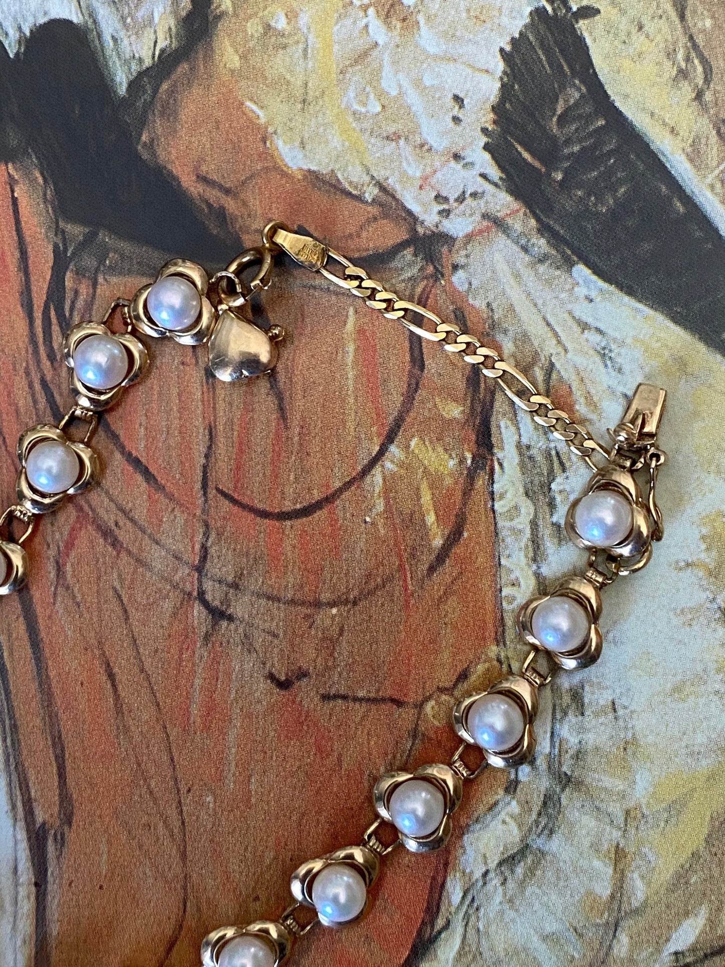 14k Akoya Pearl Flower Bracelet