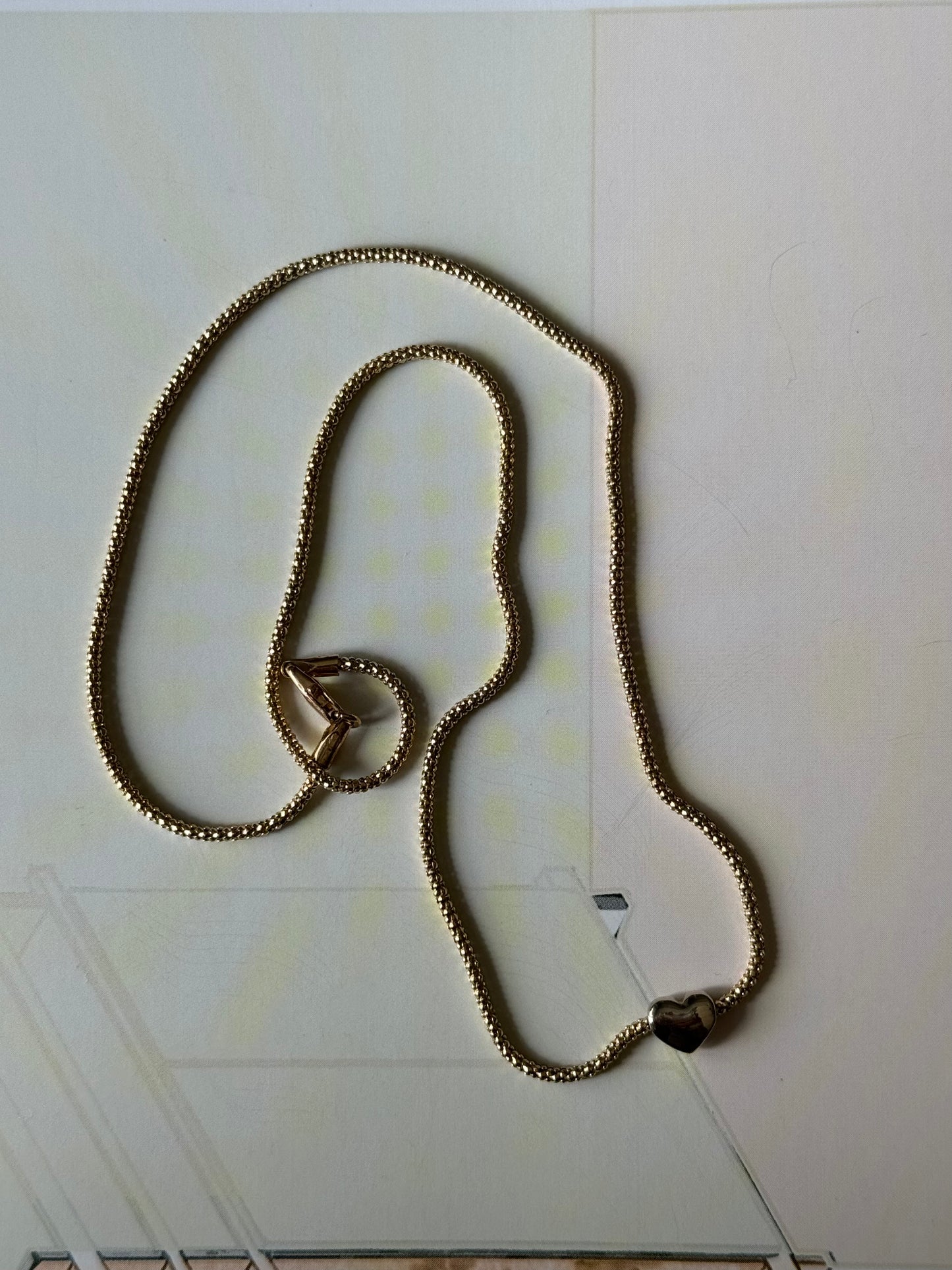 Popcorn Link Chain with Heart Slider