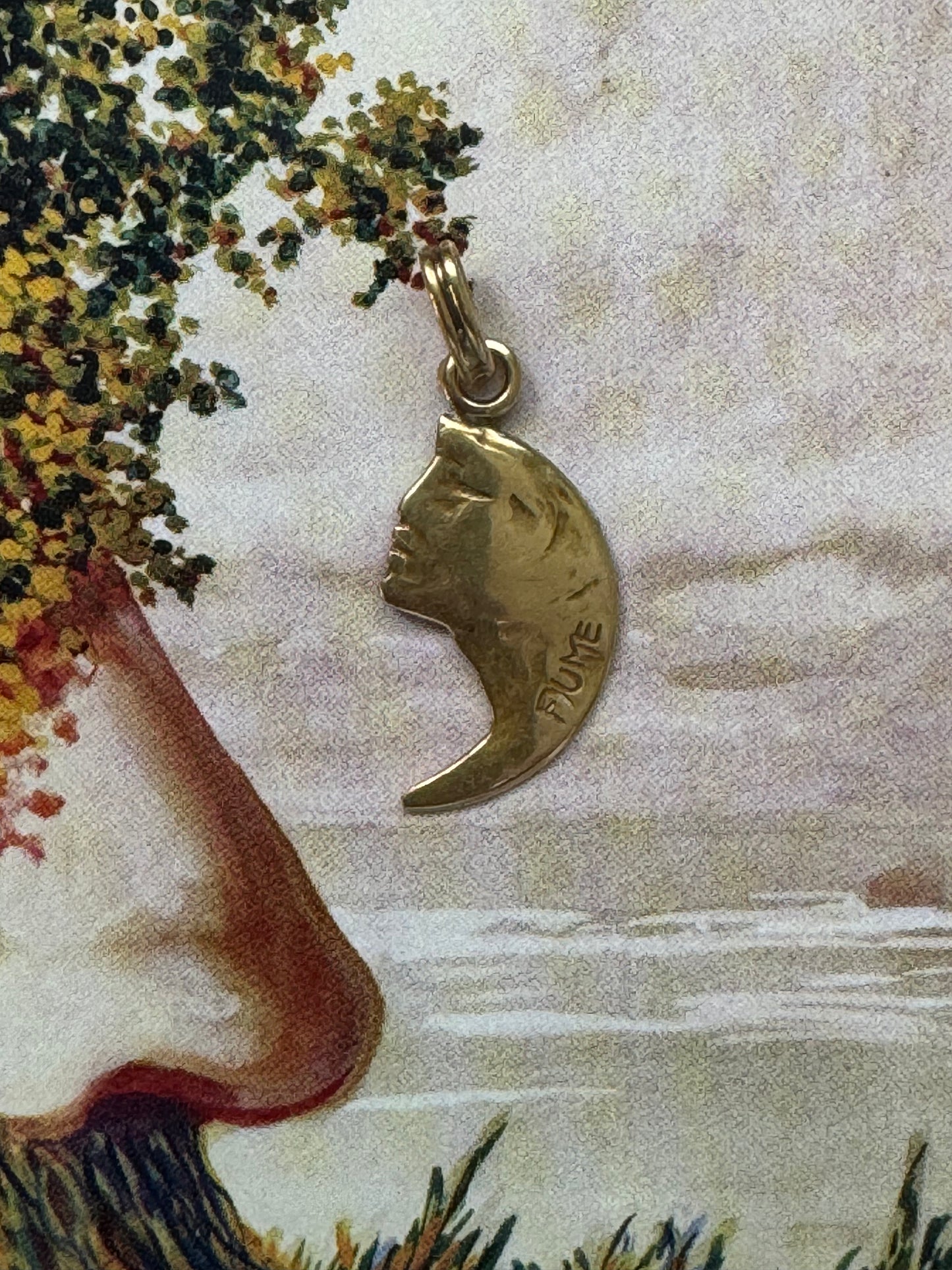 Crescent Moon Face Pendant