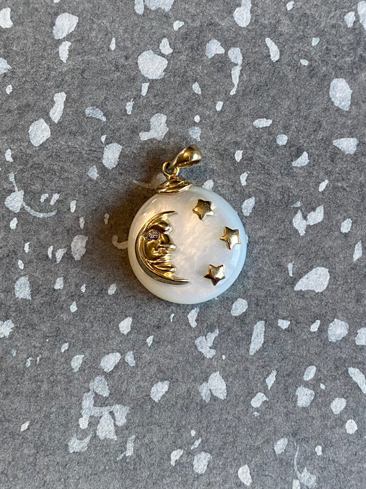 14k Mother of Pearl Man in the Moon Charm