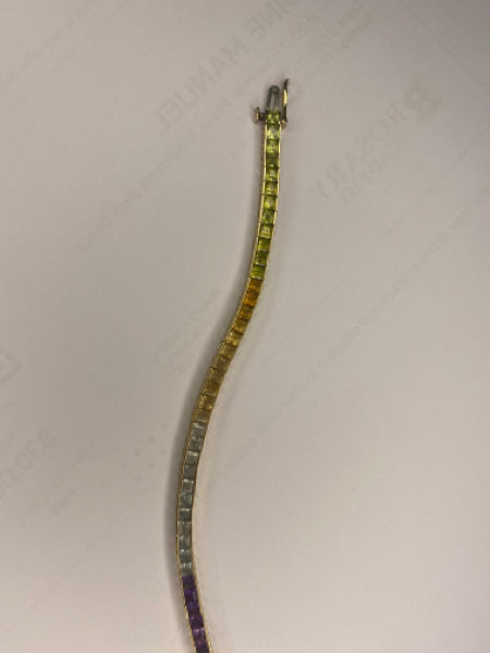 14k Rainbow Tennis Bracelet