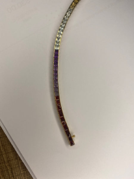 14k Rainbow Tennis Bracelet