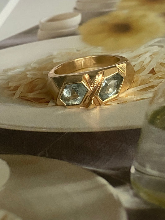 Double Aquamarine Ring