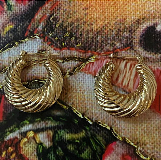 14k Swirl Hoops