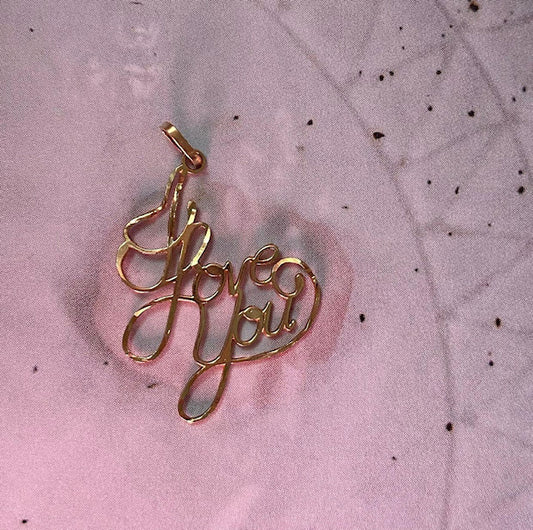 14k I Love You Script Charm