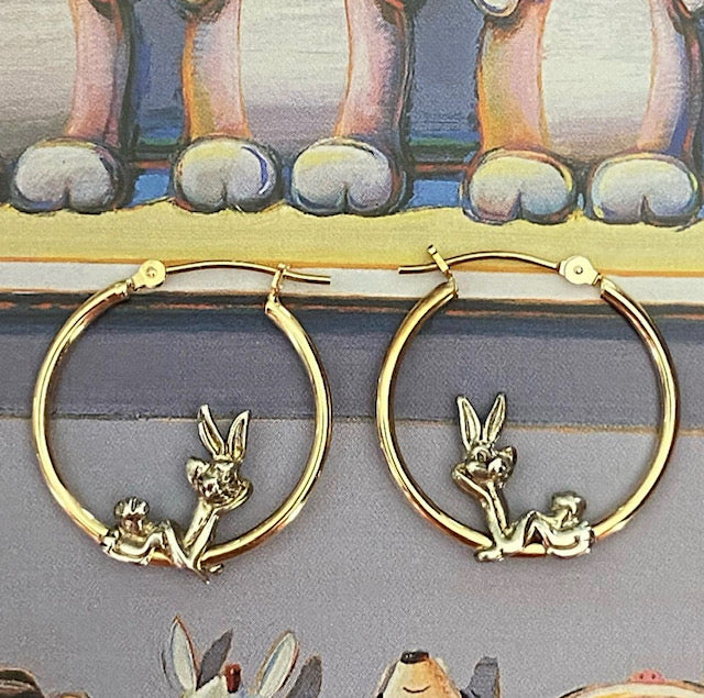 14k Bugs Bunny Hoops