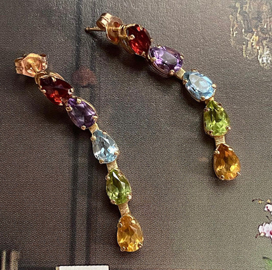 14k Pear-shaped Gemstone Dangles