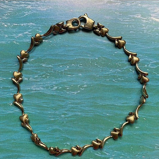 14k Heart Link Bracelet
