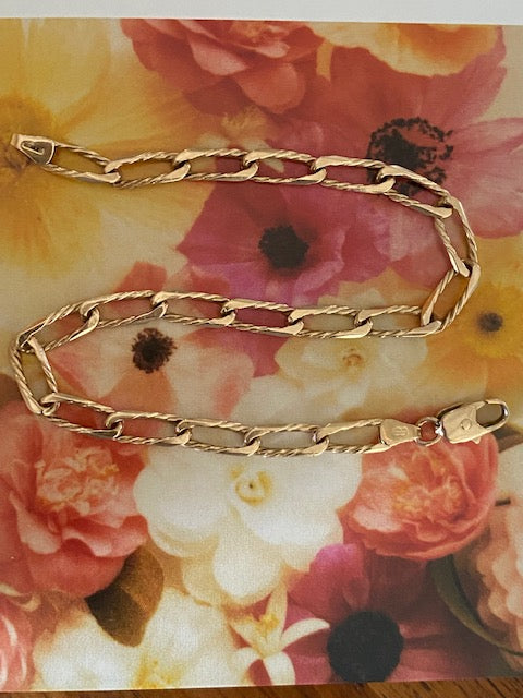 14k Textured Paperclip Bracelet