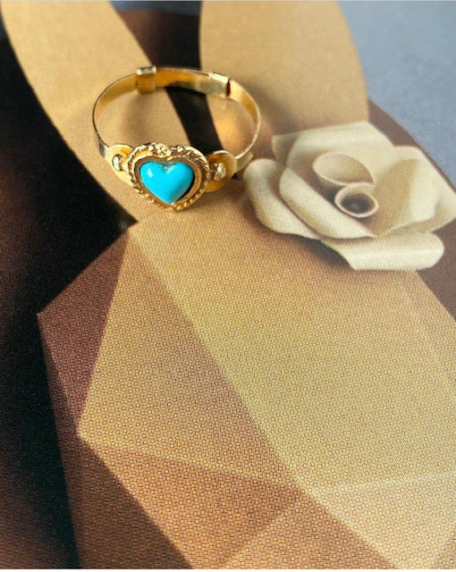 14k Heart Turquoise Ring