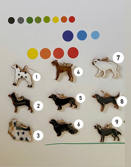 14k Enamel Dog Charms