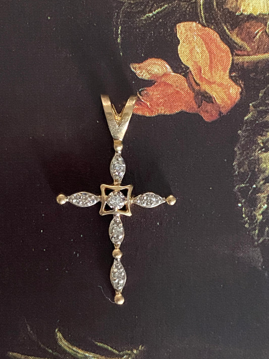 14k Cross with Diamonds