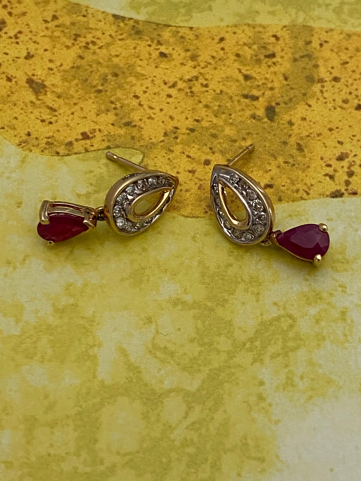 10k Ruby & Diamond Earrings