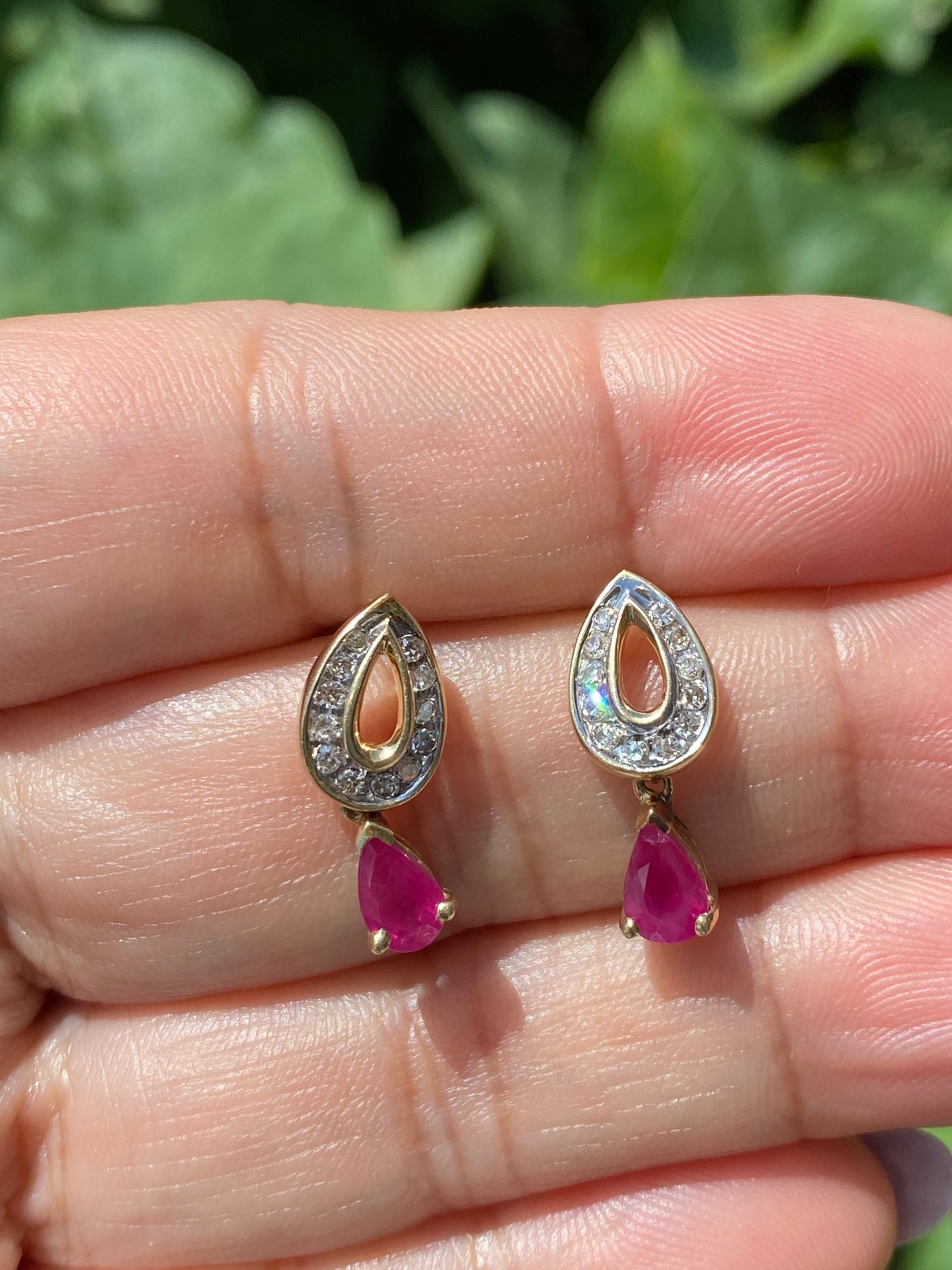 10k Ruby & Diamond Earrings