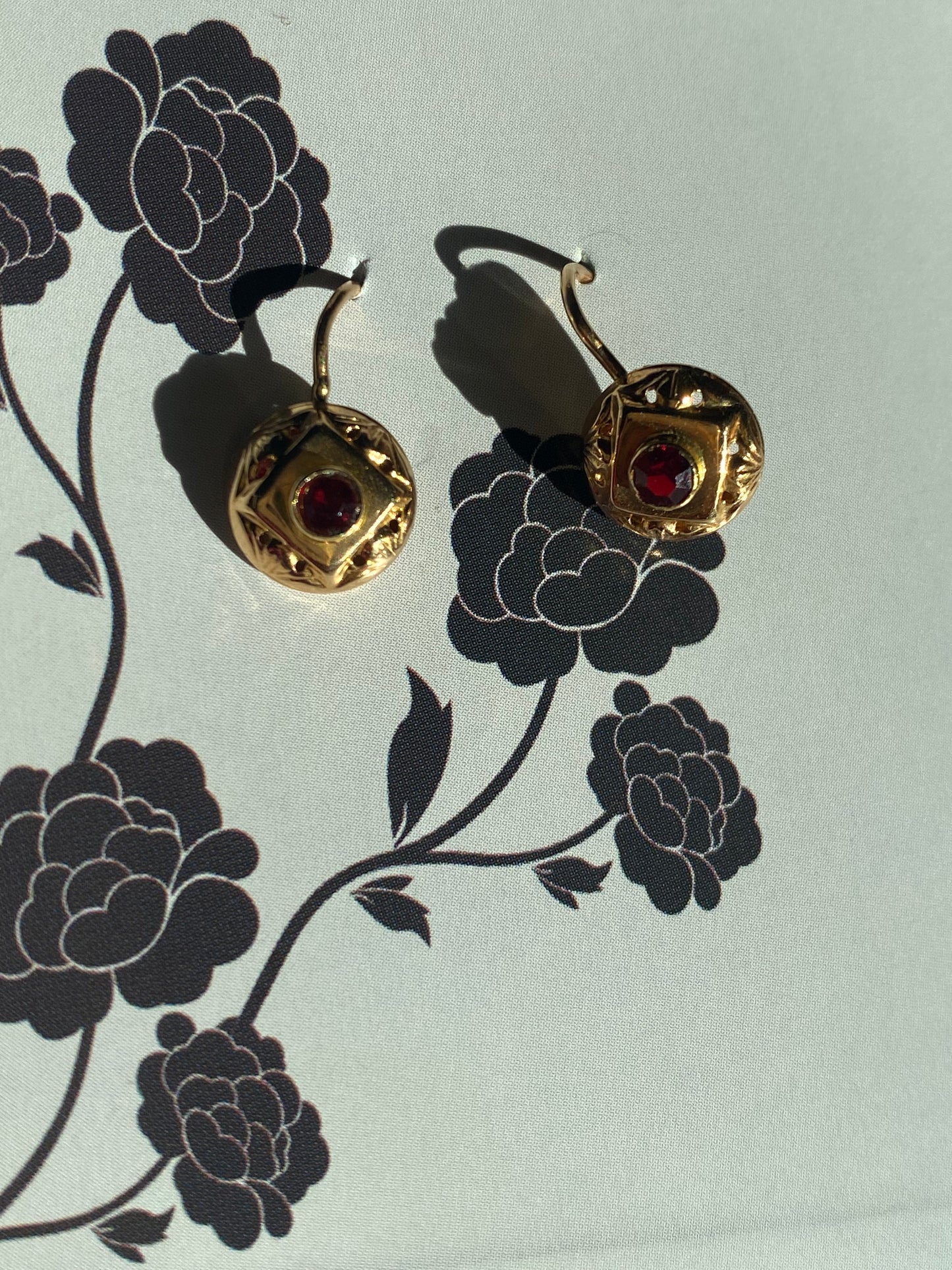 Antique Garnet Hook Earrings