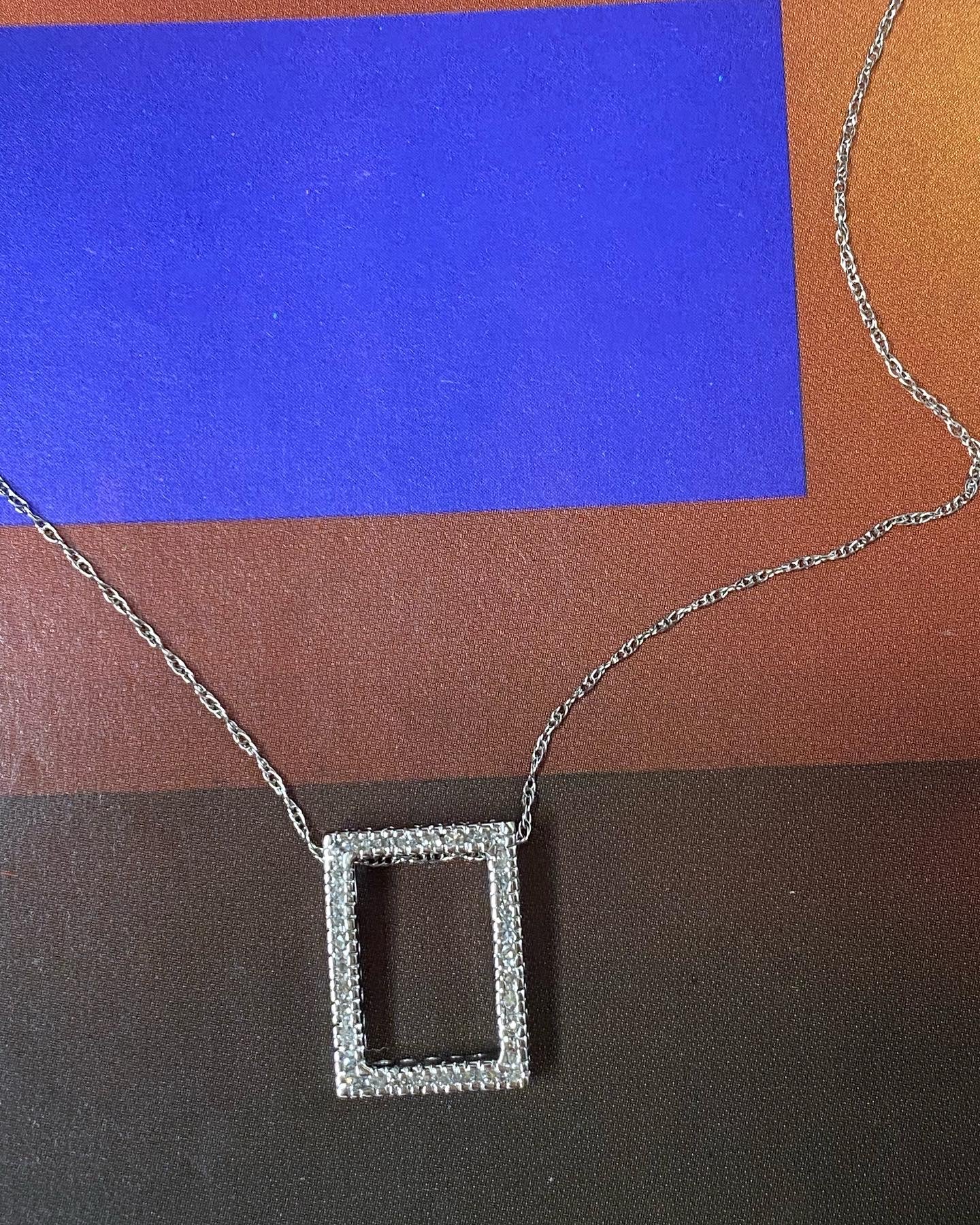 14k Rectangular Diamond Necklace