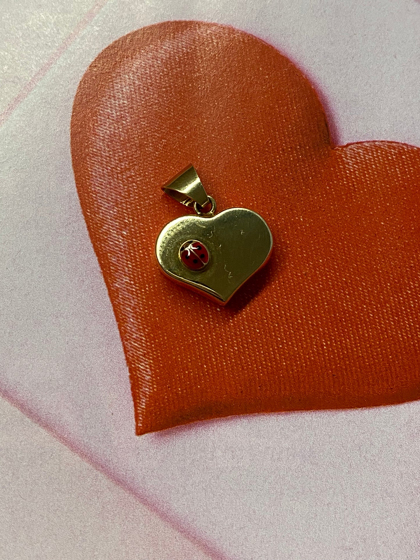 18k Heart with Ladybug Enamel Pendant