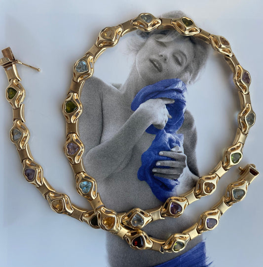 14k Heart Gemstone Necklace