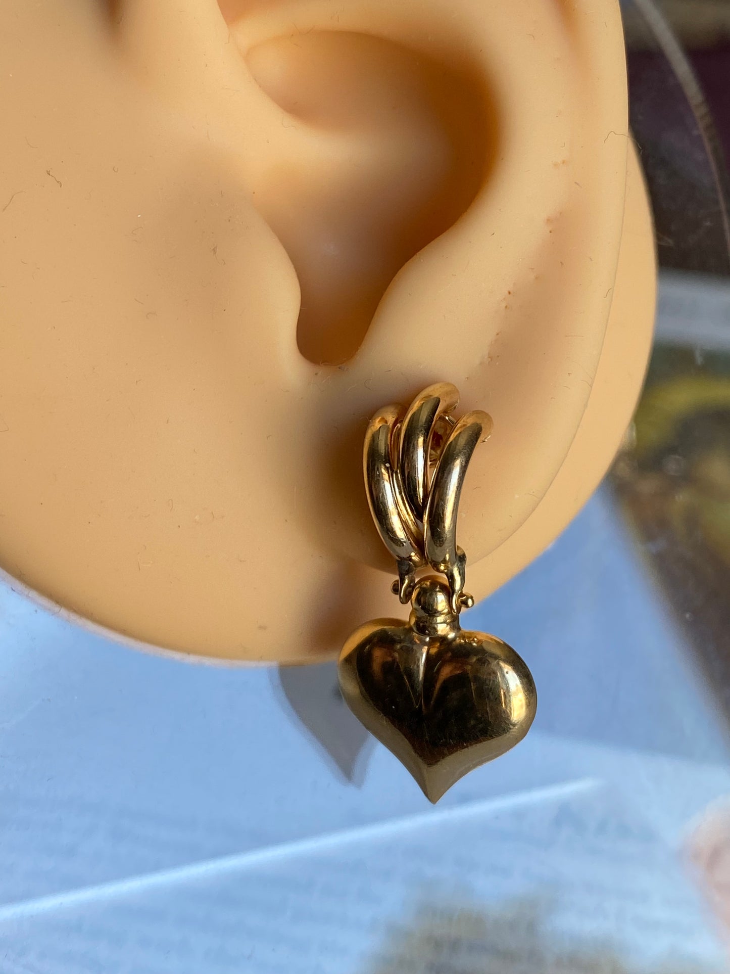 14k Puffy Heart Dangles