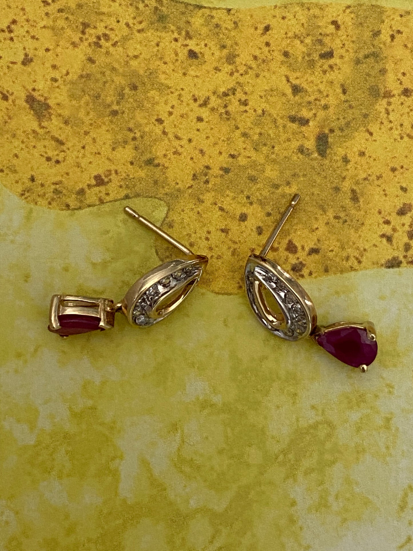 10k Ruby & Diamond Earrings