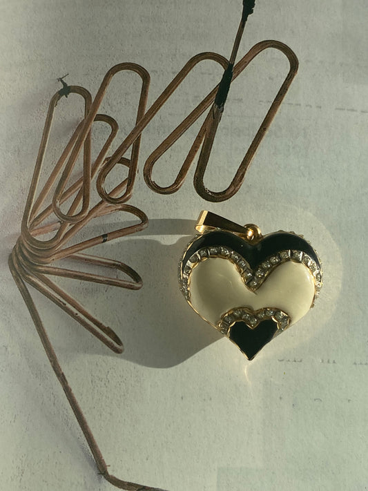 14k Large Enamel Puffy Heart