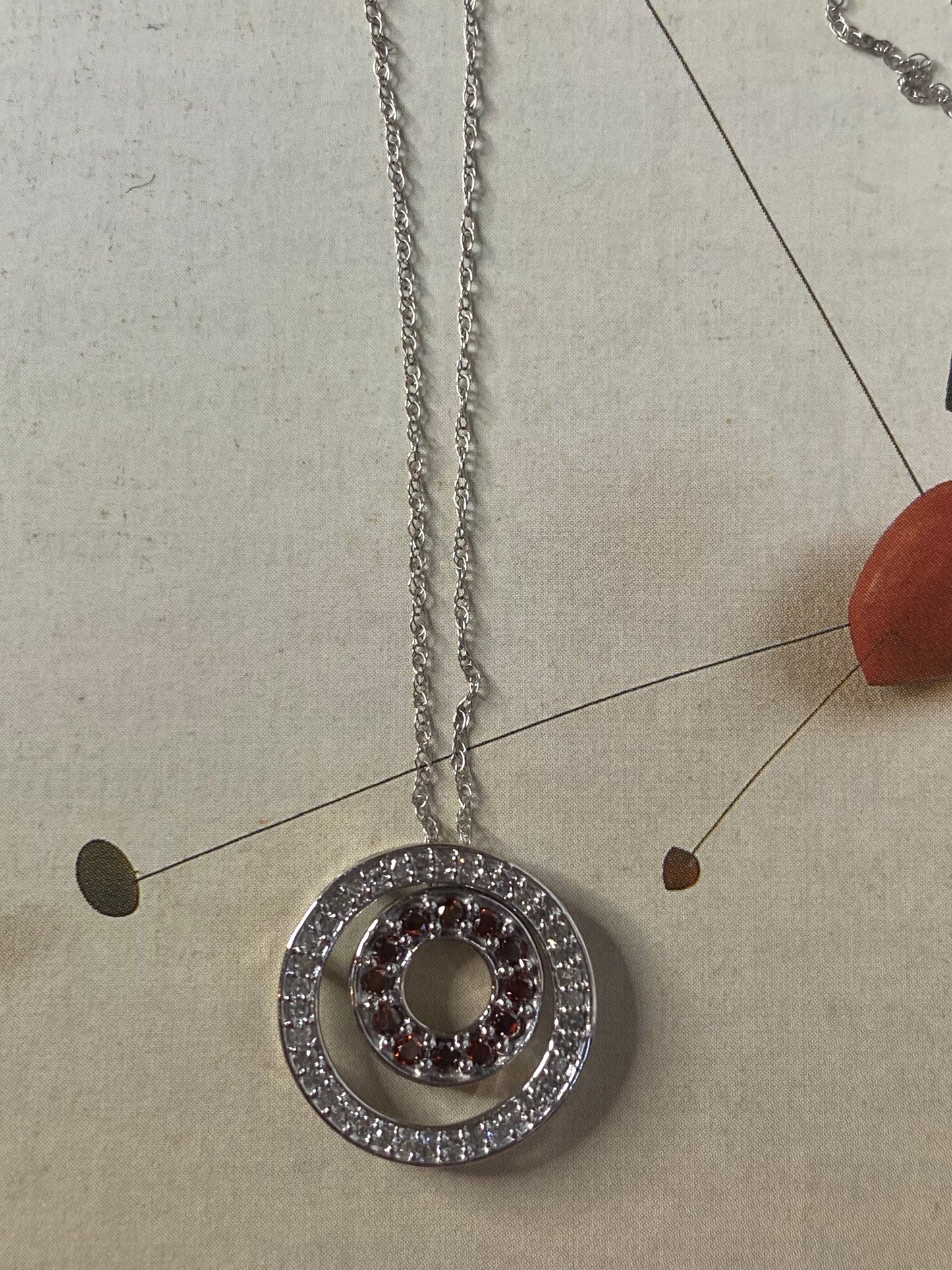 10k WG Red & White Diamond Circle on a Chain