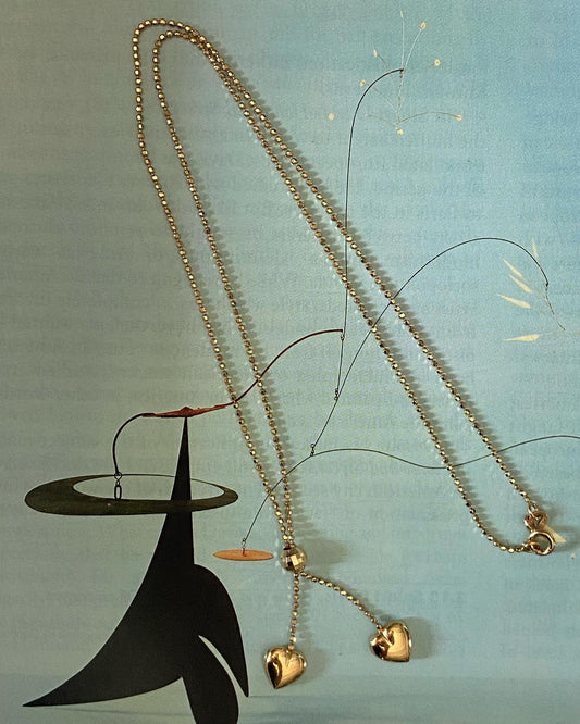 14k Faceted Bead Ball Heart Lariat