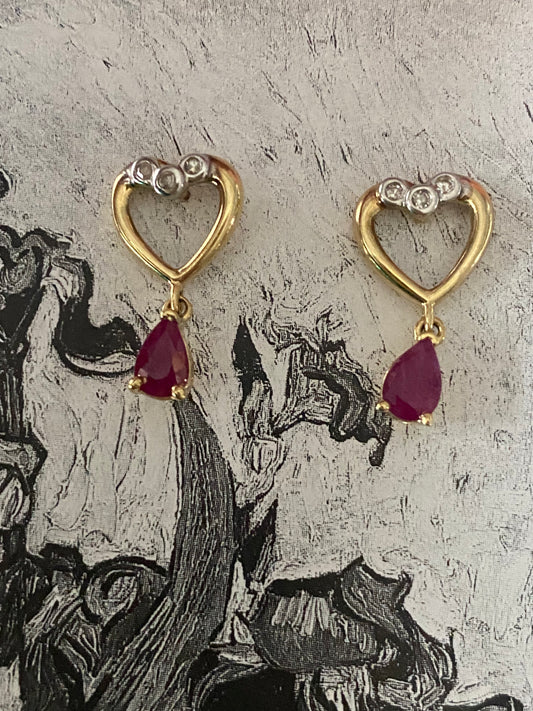 Ruby Heart Dangles