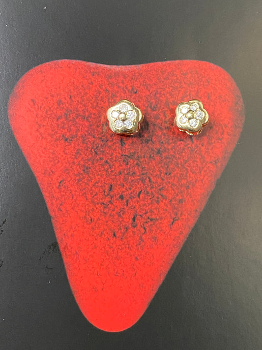 14k Diamond Flower Earrings