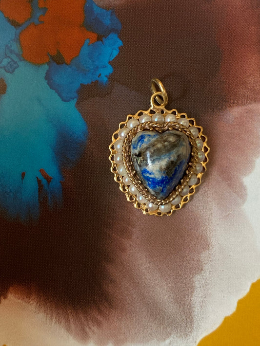 14k Lapis Lazuli Heart Pendant