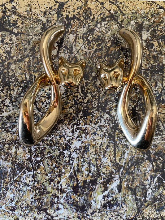 14k Panther Earrings