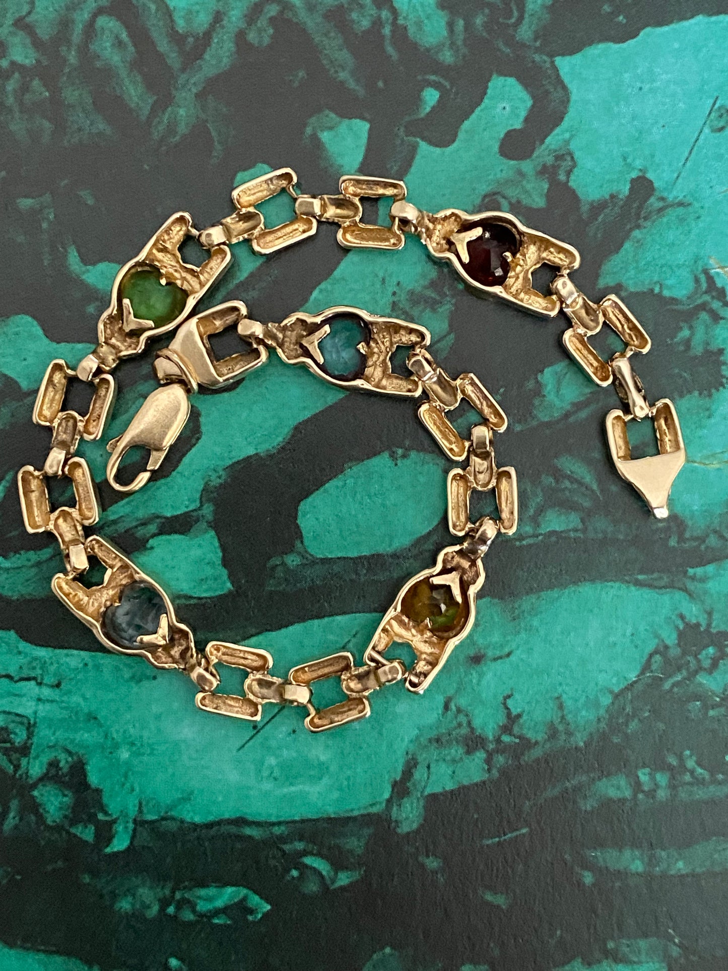 14k Heart Gemstone Bracelet