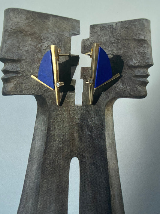 Lapis Lazuli Modernist Earrings