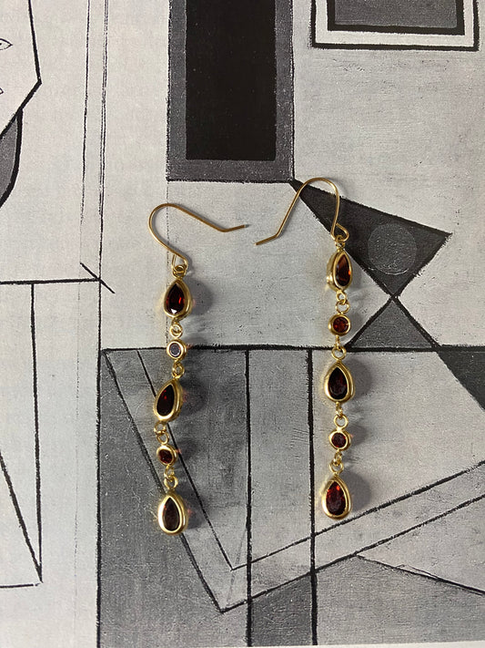 14k Garnet Drop Earrings