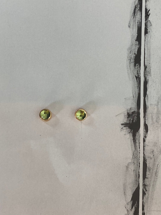 14k Peridot Cabochon Studs