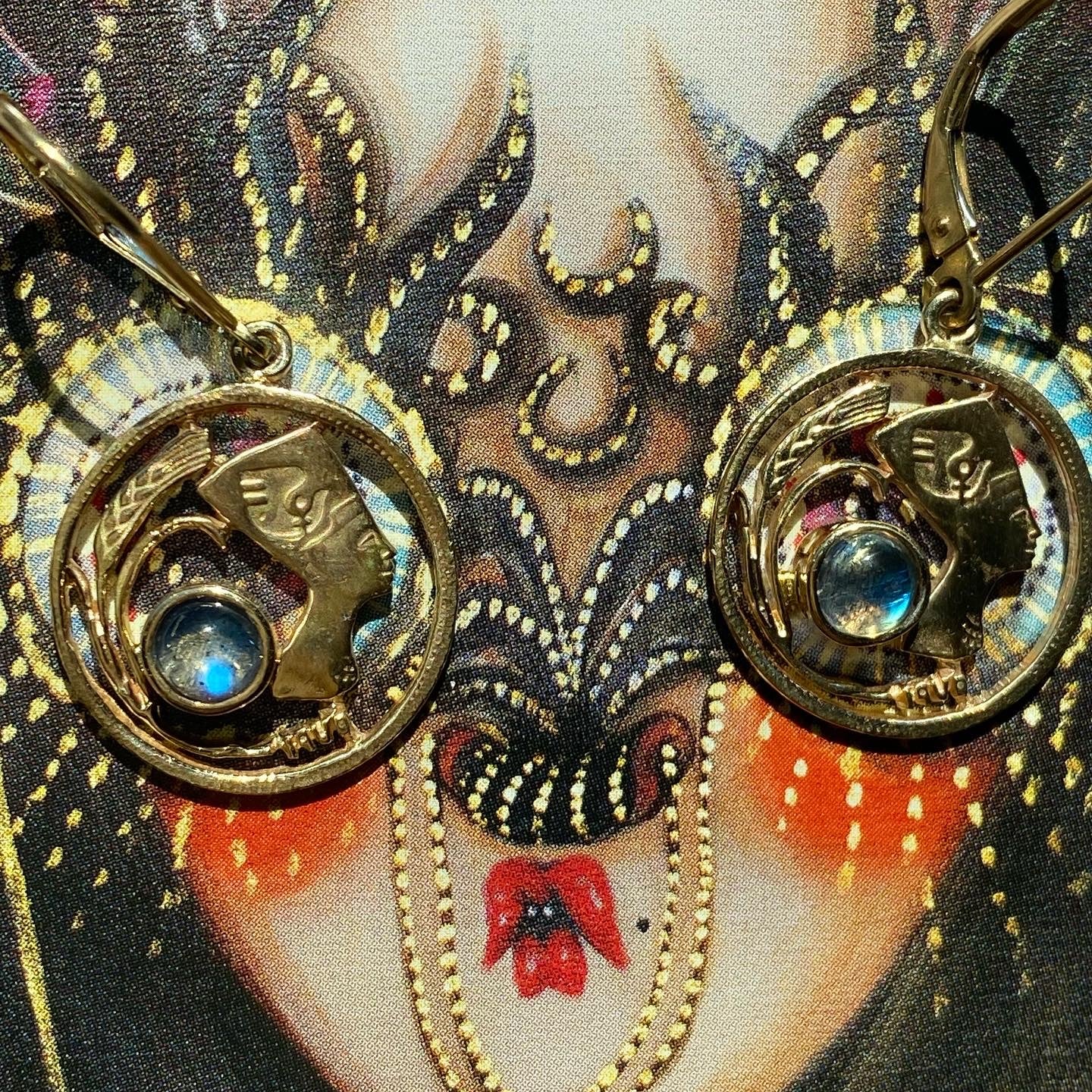 Nefertiti Moonstone Earrings