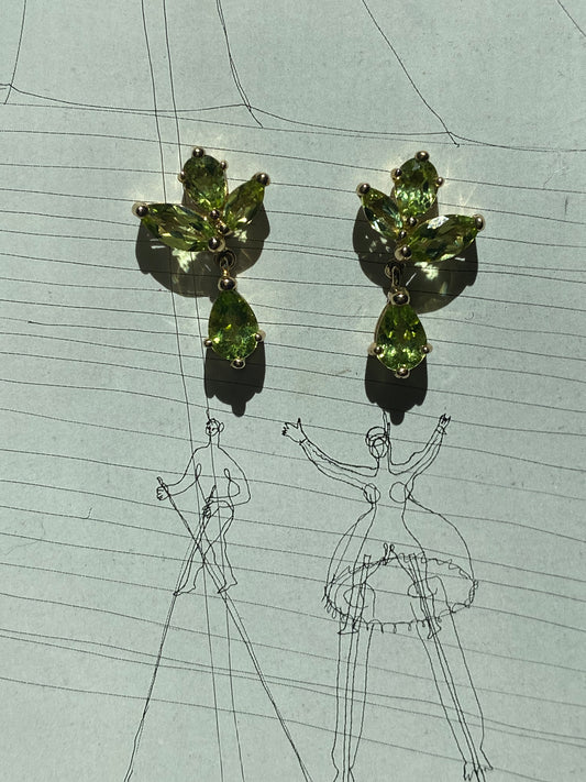 Peridot Floral Drop Earrings