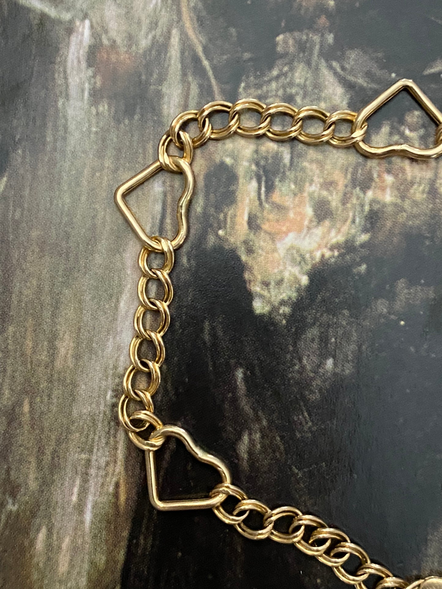 14k Open Heart Station Bracelet