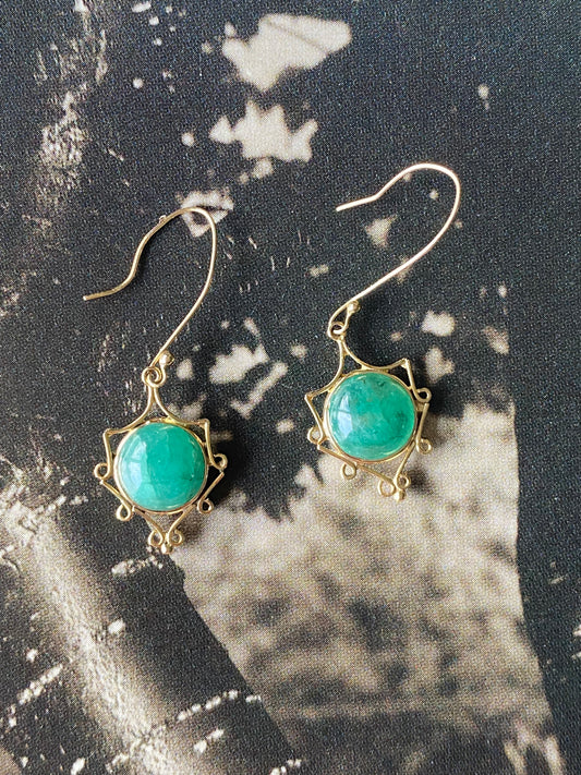 14k Green Gemstone Dangles