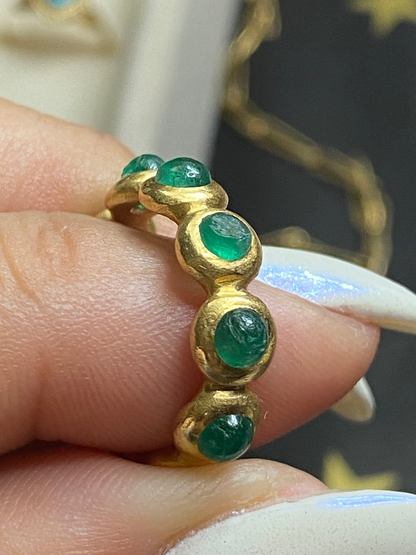 Emerald Cabochon Eternity Ring