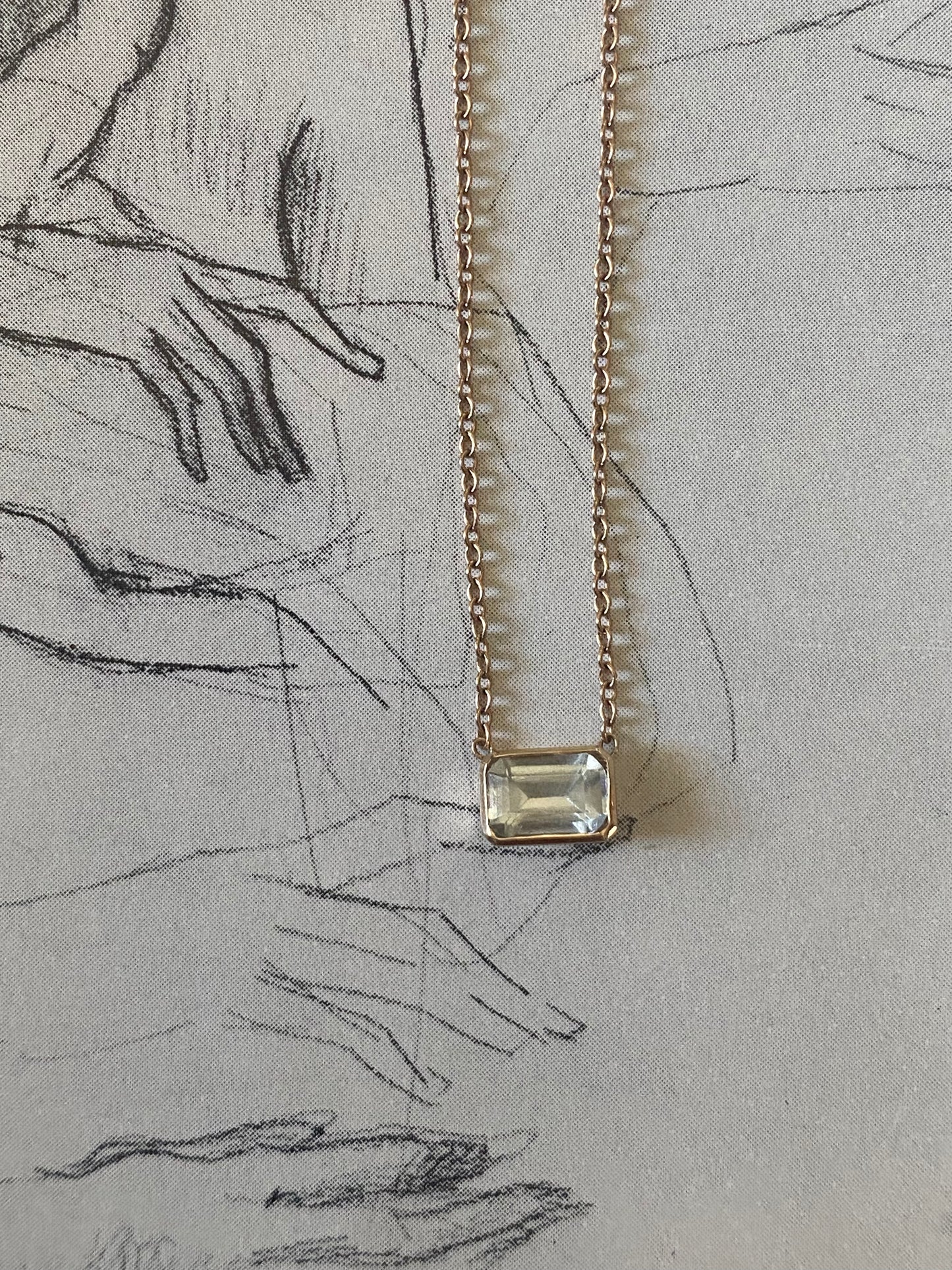 14k Aquamarine Bezel on a Chain