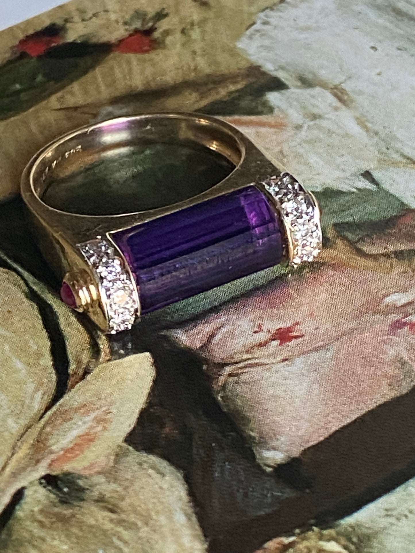 14k Modernist Amethyst Ring