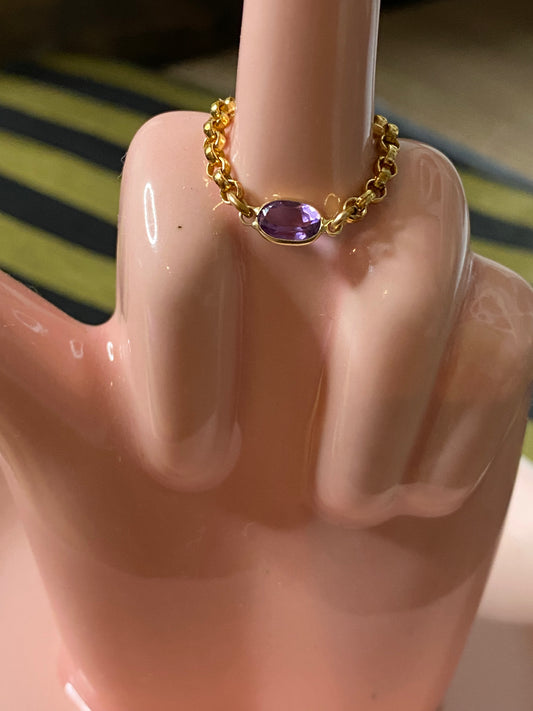 14k Amethyst Chain Ring