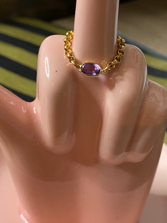 14k Amethyst Chain Ring