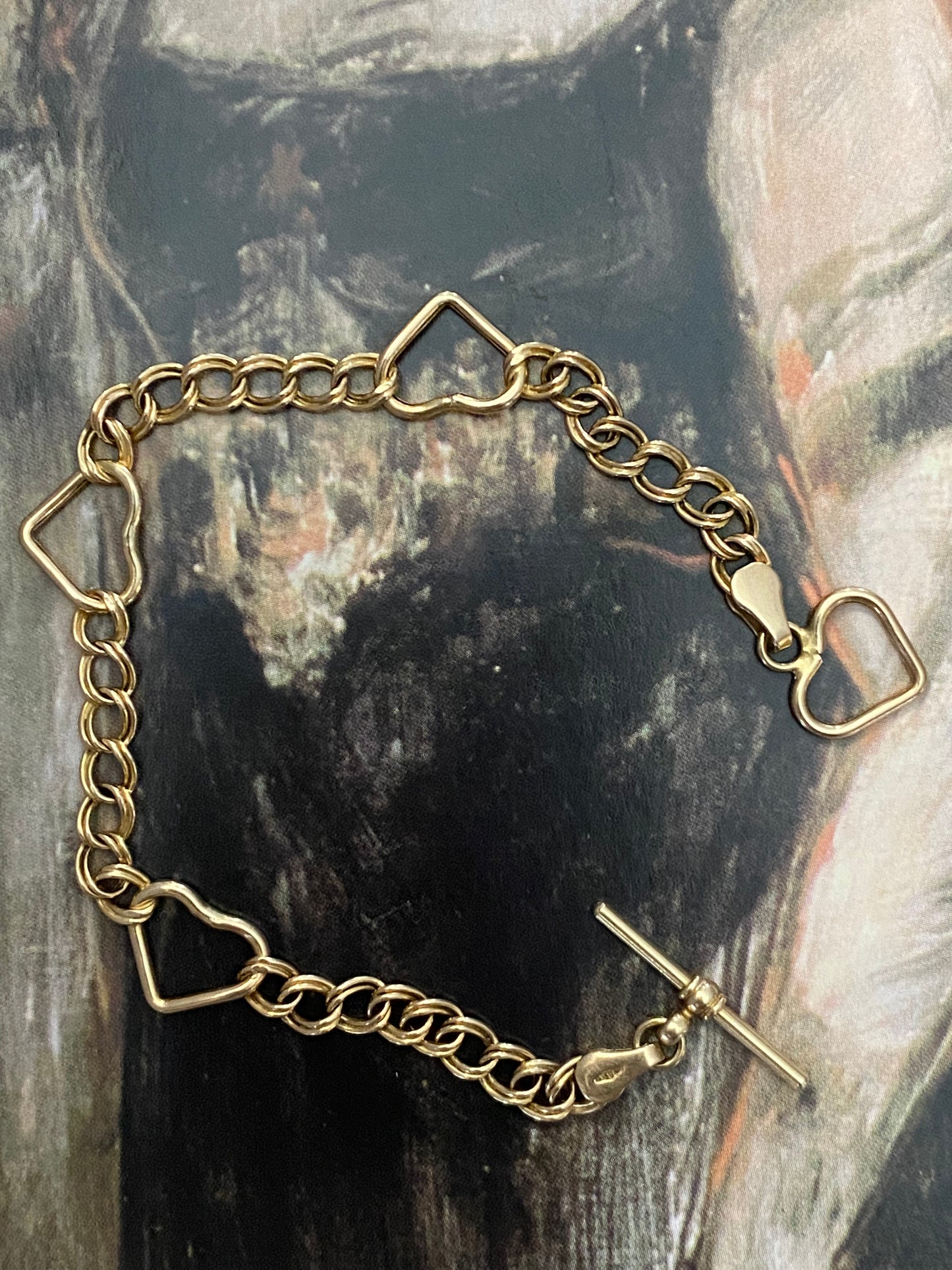 14k Open Heart Station Bracelet