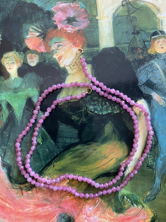 Pink Tourmaline Beaded Necklace