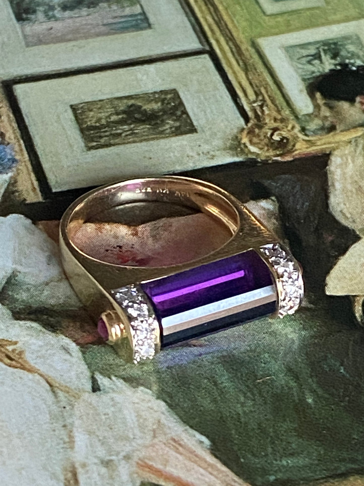 14k Modernist Amethyst Ring