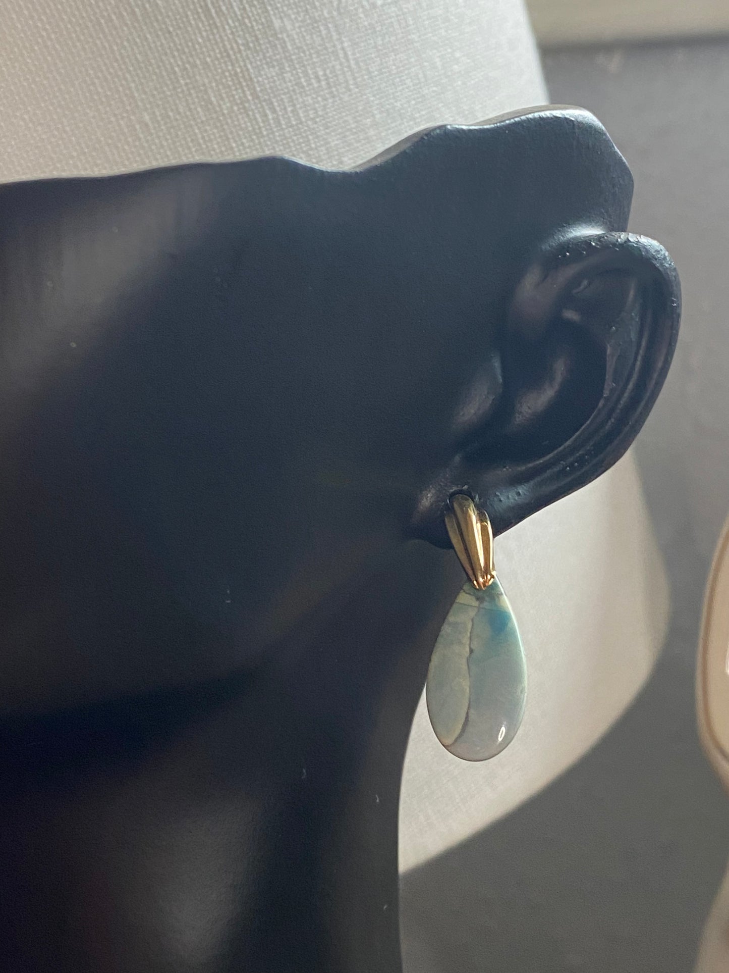 14k Light Blue Stone Dangles