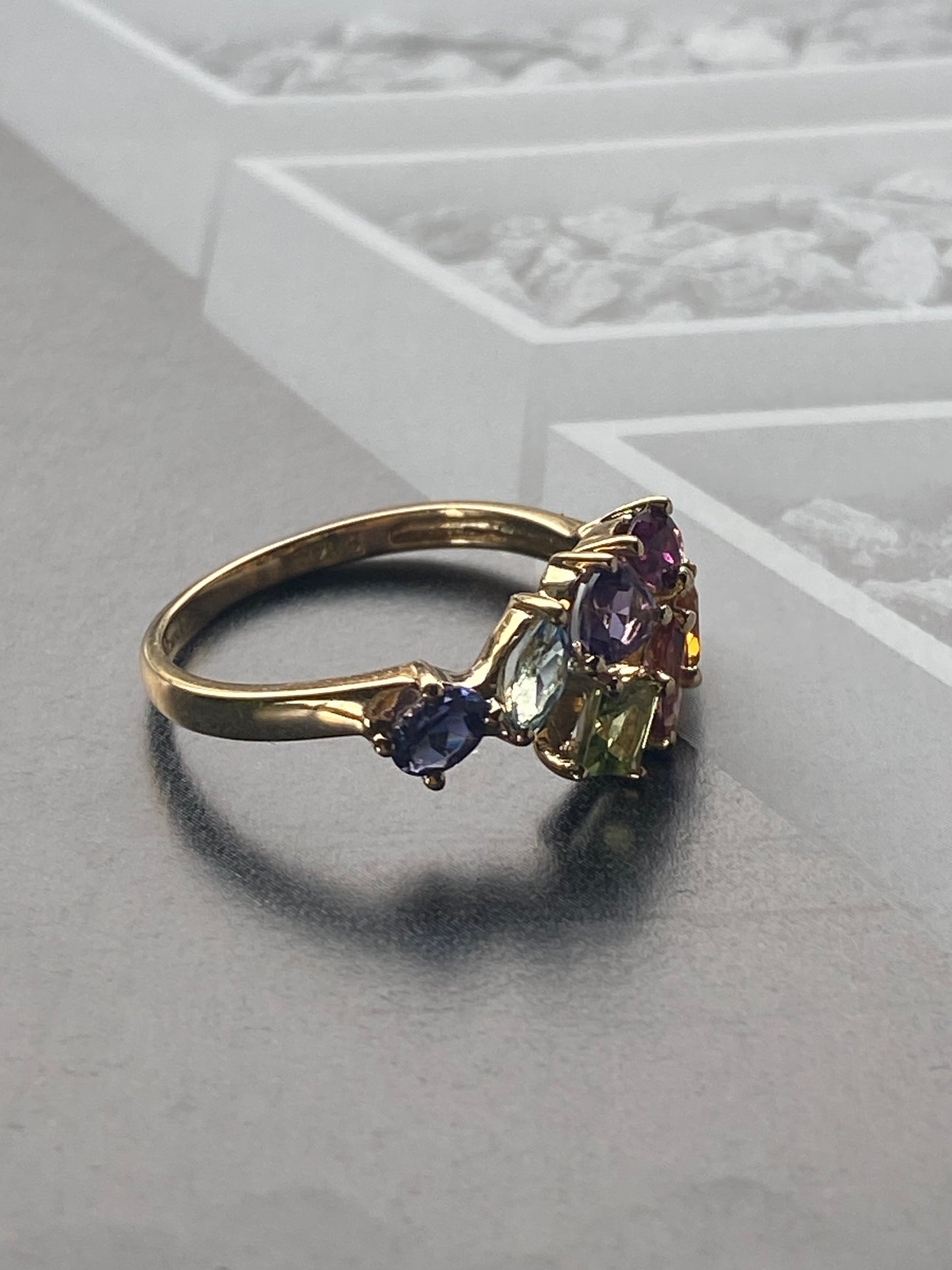 14k Gemstone Bypass Ring