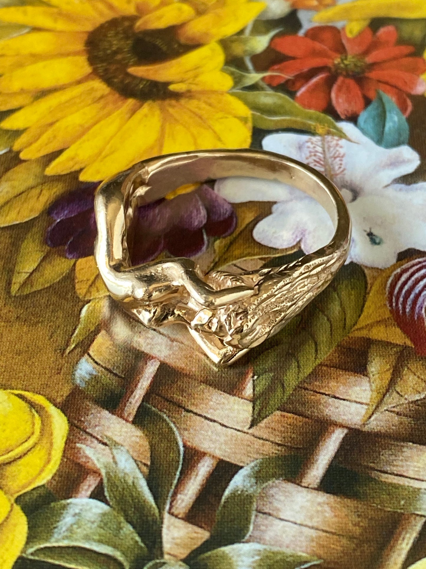 14k Art Nouveau Nude Woman Ring